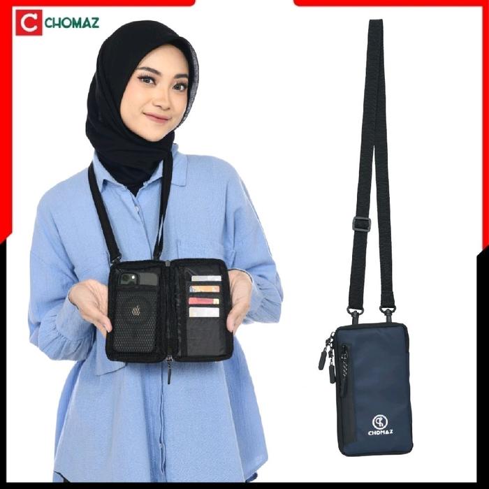 Dompet Gantung Leher Hanging Wallet Hp & Kartu Sling Bag Mini Navy