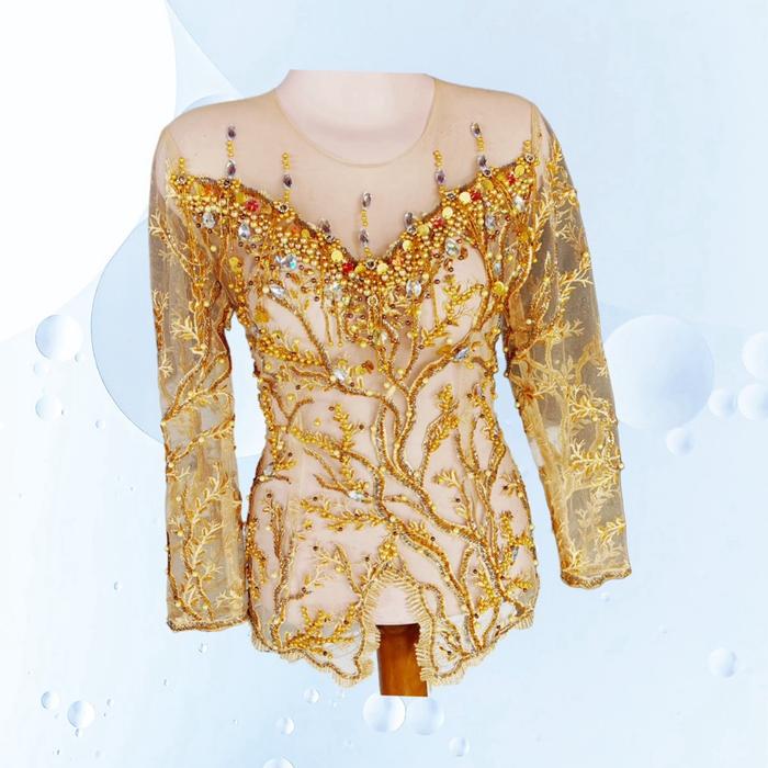 Kebaya sinden warna kuning kunyit Dress Wanita Baju Atasan Kondangan Cantik Wisuda Pesta Panjang Kan