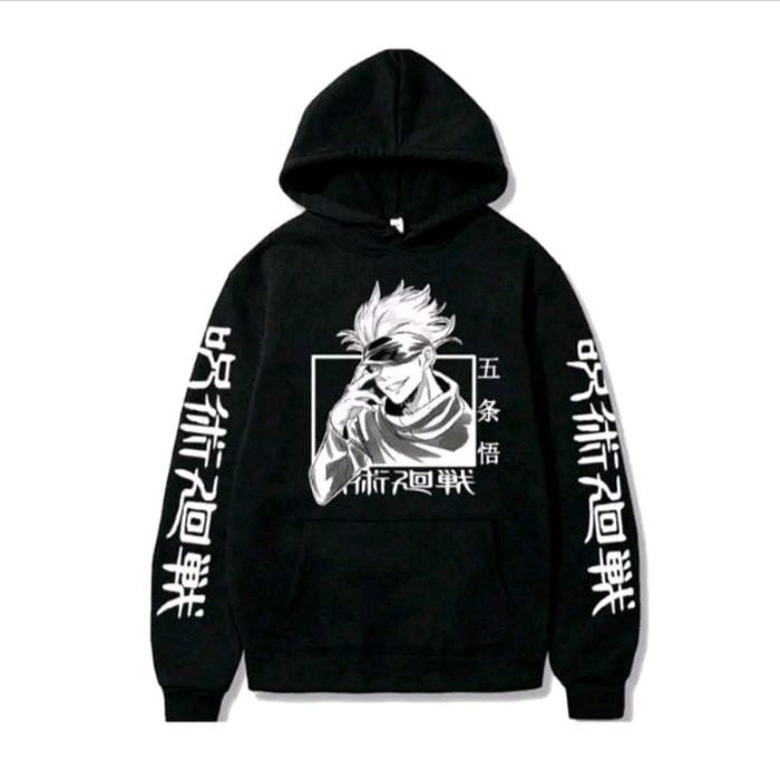 Hoodie Wibu Dewasa Gojo Satoru SweaterPria Wanita Distro Terkece Cewek Cowok Fleece Panjang Sablon T