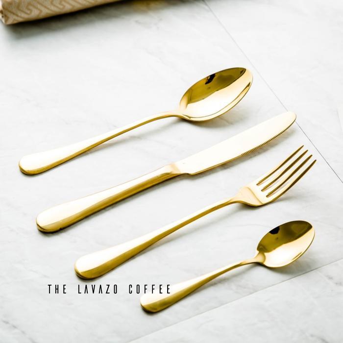 Sendok Garpu Sumpit Stainless Steel | Premium Gold Cutlery Set Emas