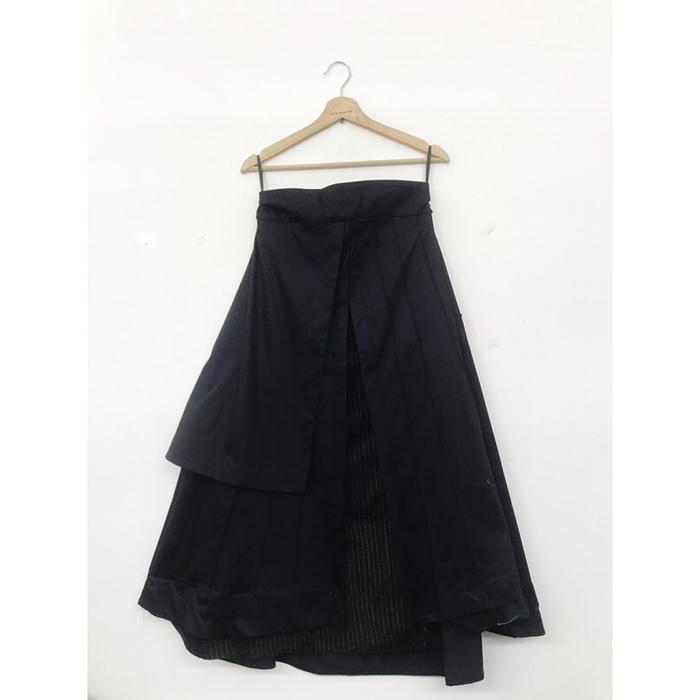 Ready- OLINE WORKROBE - OSEIBO PLEATED LONG SKIRT IN BLACK