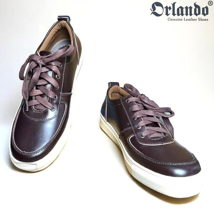 Orlando Sepatu Pria Kulit Asli Sapi Model Kets Slop Pantofel Formal Kantor Resmi Orlando Hitam CLS9 