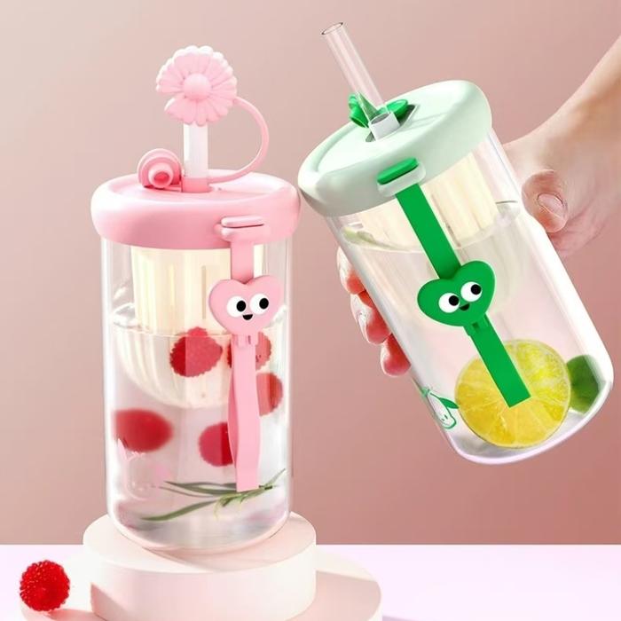 U House Mug Gelas Tumbler Sedotan / Milk Cup Tumbler Glass With Straw