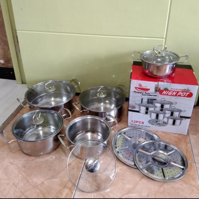 Panci Set High Pot Stainless 12pcs