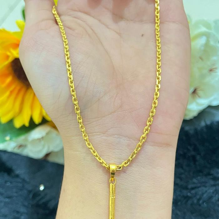 Kalung koin 91+liontin bambu koin 91