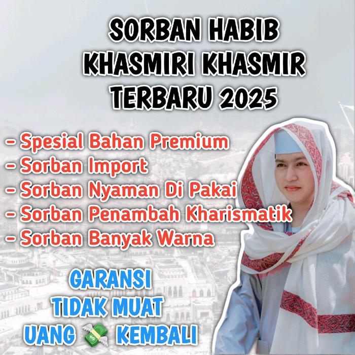 sorban Khasmir arab import habib santri haji sorban surban Khasmir khasmiri pria arab habib haji san