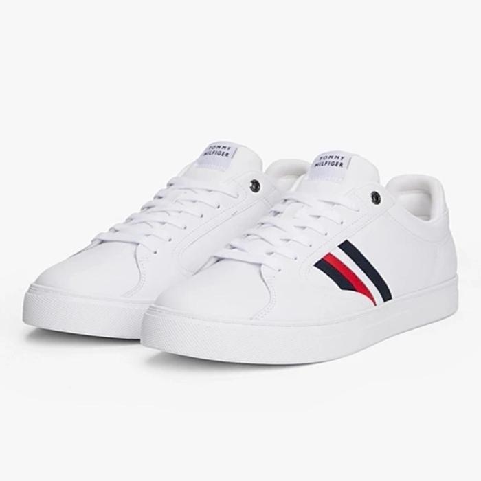 sepatu sneakers pria tommy hilfiger white icon signature tape original with tag n box Shoes