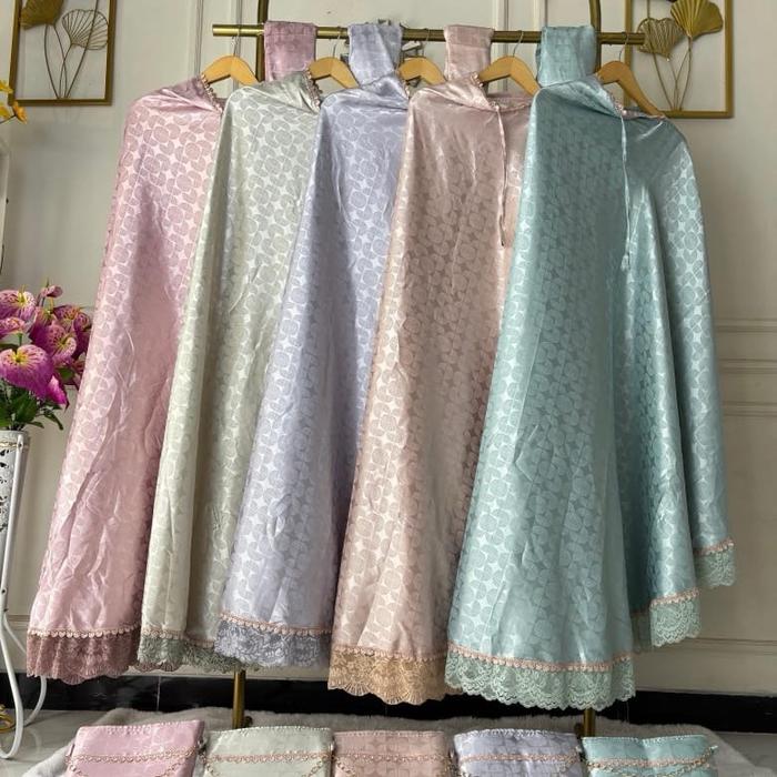 DVShop17 Mukena Silk Premium Renda Terbaru Virall dengan Pilihan Warna Elegan dan Detail Renda yang 