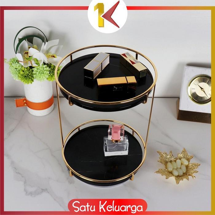 SK-K134 Rak Kosmetik Bulat 2 Tingkat Rak Putar 360 Derajat