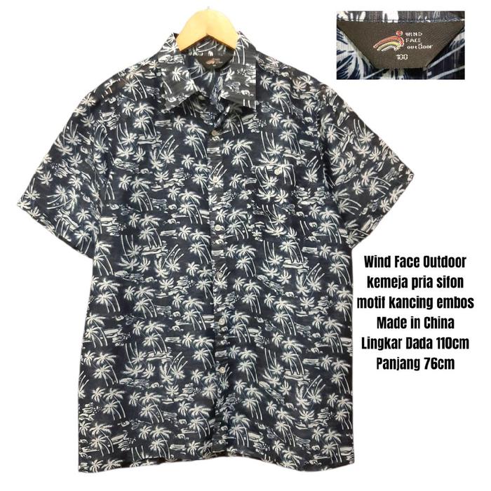 Wind Face Outdoor kemeja pria sifon motif kancing embos