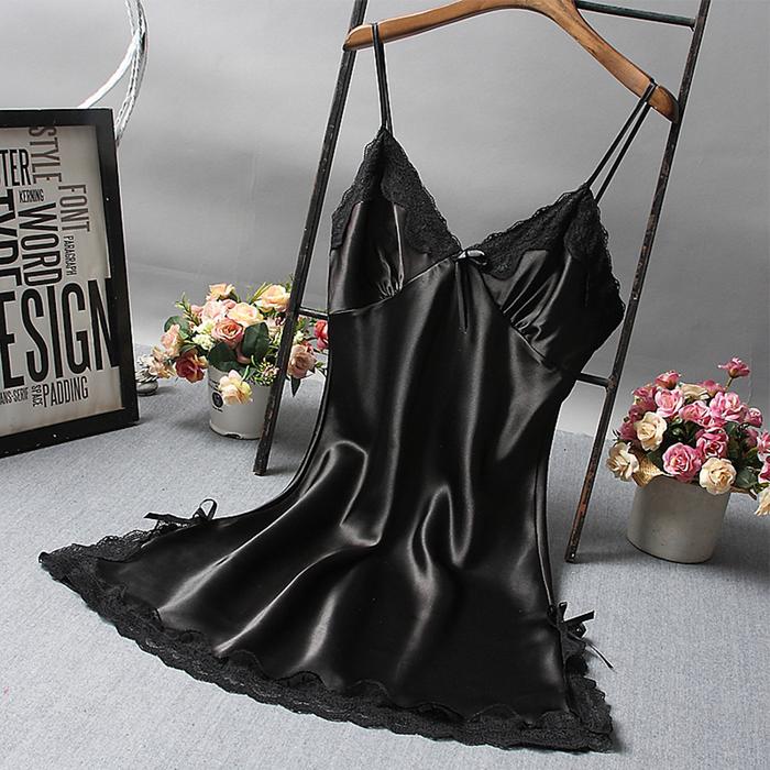 Women Sexy Satin Soft Nightdress Lace Lingerie Women Secret Clothes Sleepwear New Dress Ladies Wrap 