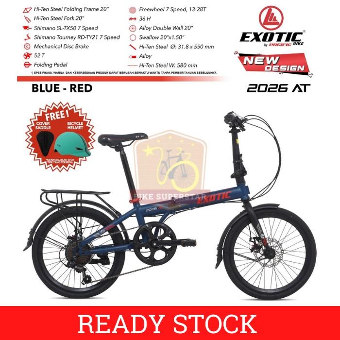 (COD) SEPEDA LIPAT 20 INCH EXOTIC 2026 AT 7 SPEED + BONCENGAN + GARANSI KASKADA Cakram Stang
