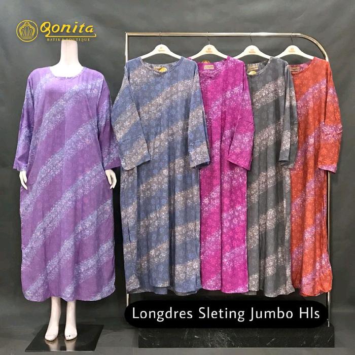 Qonita Daster Qonita Lengan 3/4 Longdress Jumbo & Standar Wanita Rayon Premium Ori Kancing Panjang B