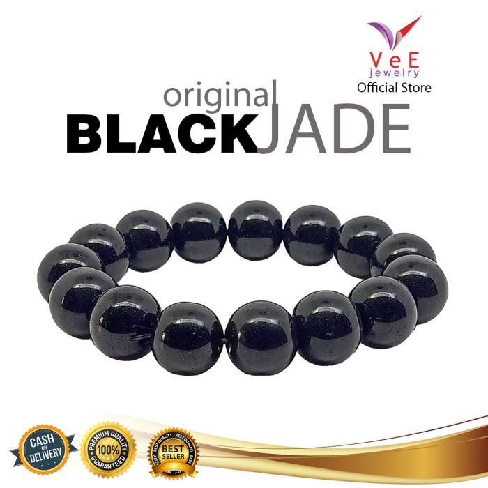 Gelang Ack Jade Batu Giok Cina 1M Hitam Pekat - Vee Pria