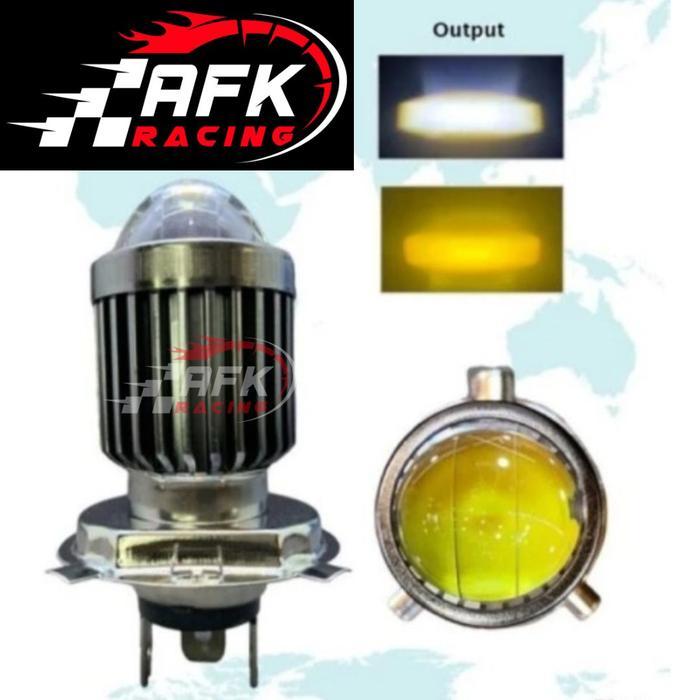 Lampu LED depan H4 2 sisi putih kuning laser gun universa mobil motor