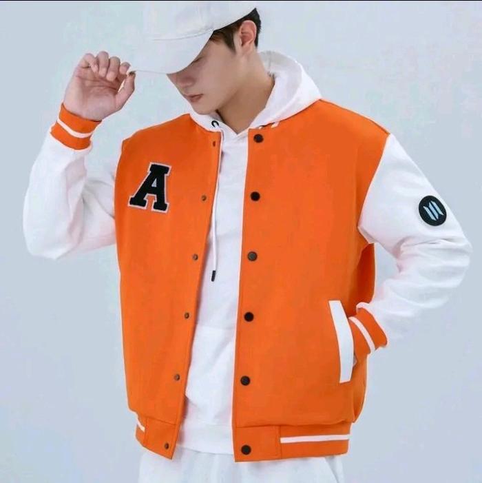 Jaket Hoodie Bomber Varsity Model Kancing Berkerah Oversize S - XXXXXXL (6xl) Jumbo Korean Style Pri