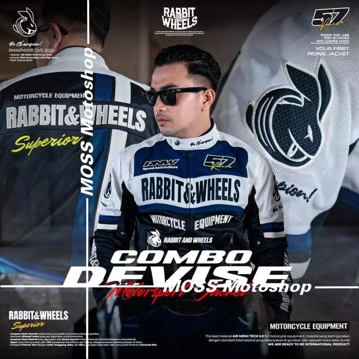 JAKET RABBIT & WHEELS COMBO DEVISE NAVY | JAKET TOURING RABBIT & WHEELS | 100% ORIGINAL PRODUCT