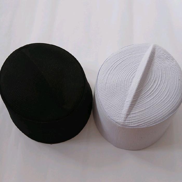 kopyah bulat kain songkok bulat polos putih hitam peci bulat polos Motif ada ukuran 4 sampai 9