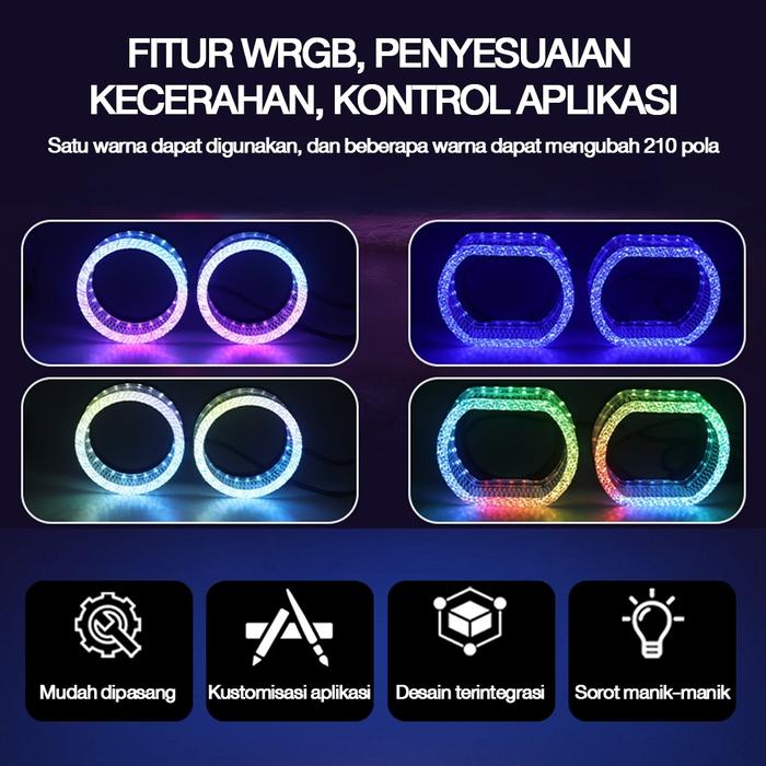 TERBARU!!! Premium Ring Shroud Biled Acrylic Angel Eye Bluetooth 2.5inc Shroud Akrilik 210+ Mode Set