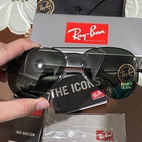 Kacamata Original Rayban RB3026 Aviator Black Frame Lensa Kaca