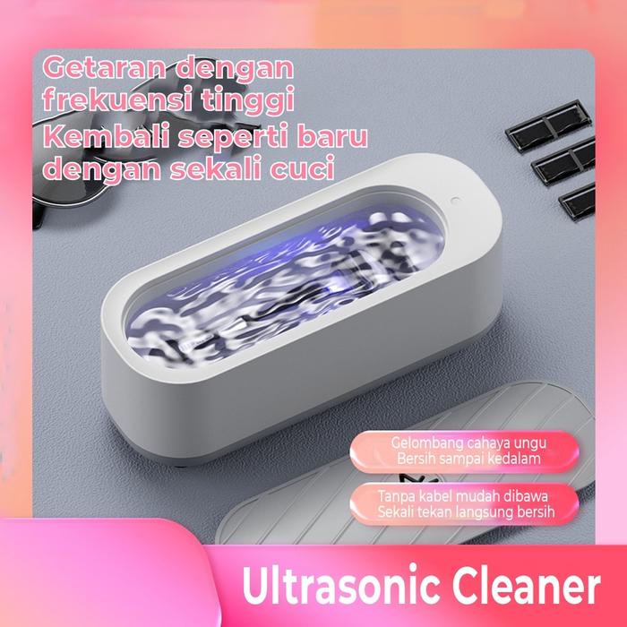 PY Pembersih Getar Ultrasonik Kacamata & Perhiasan Portabel | Alat Pembersih Noda dengan Sinar UV, C