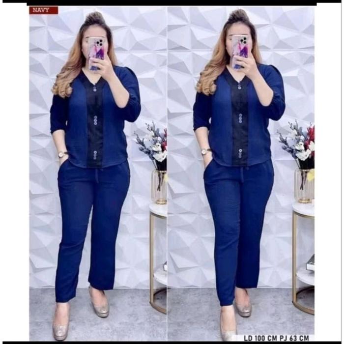 ONSET AKILA SET WANITA TERBARU TERLARIS SET KEKINIAN Baju Celana Blazer Katun Linen Remaja LD 110 PJ