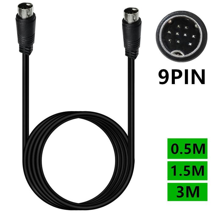 Mini Din 9-pin Male To 9-pin Male Audio Input Extension Cable Cord 1m 2m 3m Compatible Video Games, 