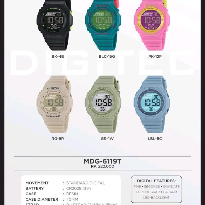 Jam Tangan Wanita Terbaru Merk Digitec 6119 Digital Original 100% Include Box & Kartu Garansi