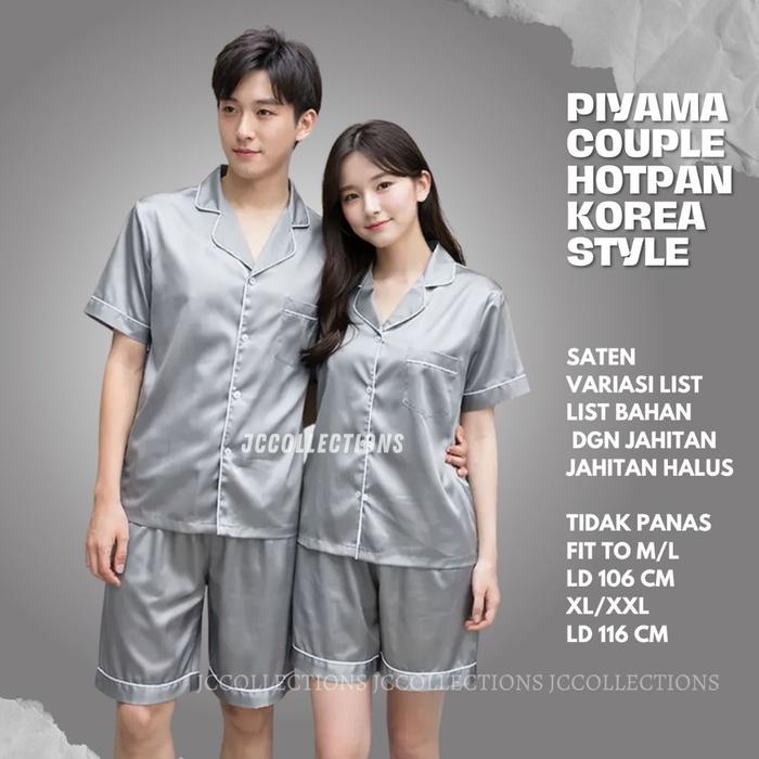 Piyama Hotpan Satin COUPLE - Baju Tidur Piyama Couple