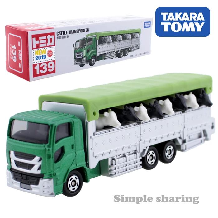 Takara Tomy Long Type Tomica No.139 Cattle Transporter Included 8 Cow Scale 1/90 Car Kids Toys Motor