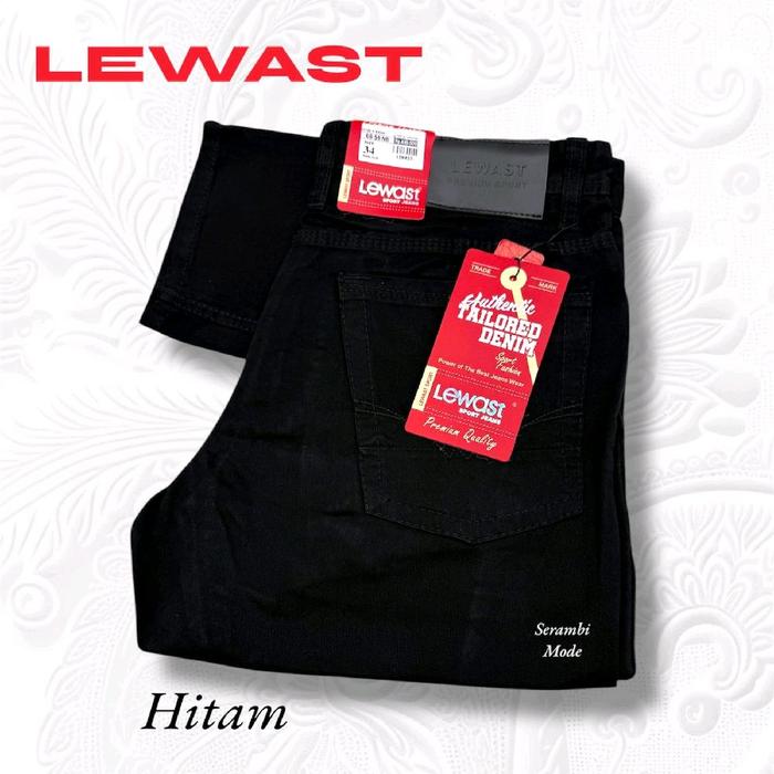 Celana Panjang Jeans LEWAST PREMIUM Denim  Pria Dewasa Regulerfit Nyaman Cowok Hitam Stanfart 8/11/2