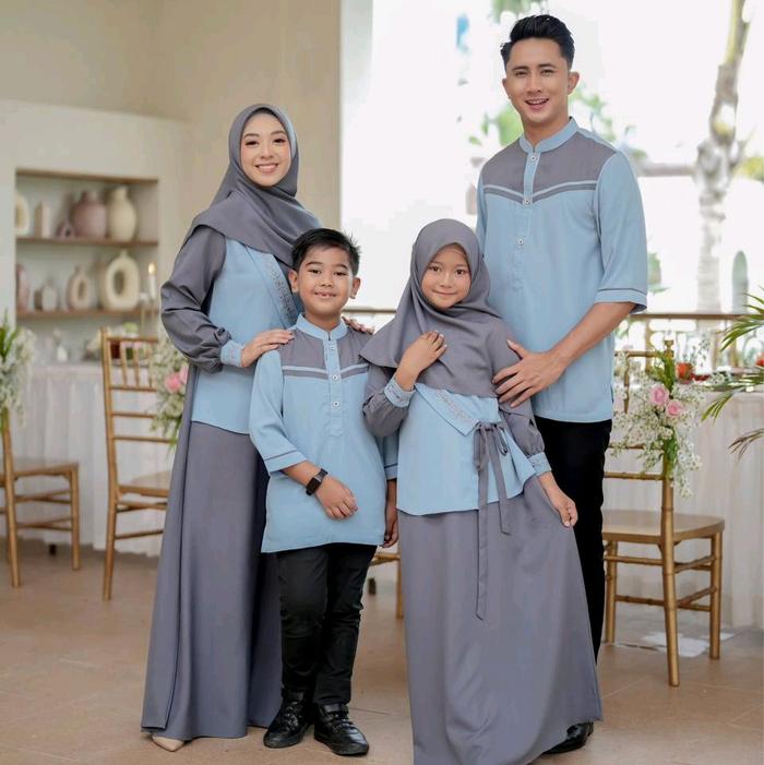 Dilovable.id | SARIMBIT FAMILY OF JANNAH SARIMBIT POLOS KOMBINASI BORDIR GAMIS LEBARAN BY. KYANA