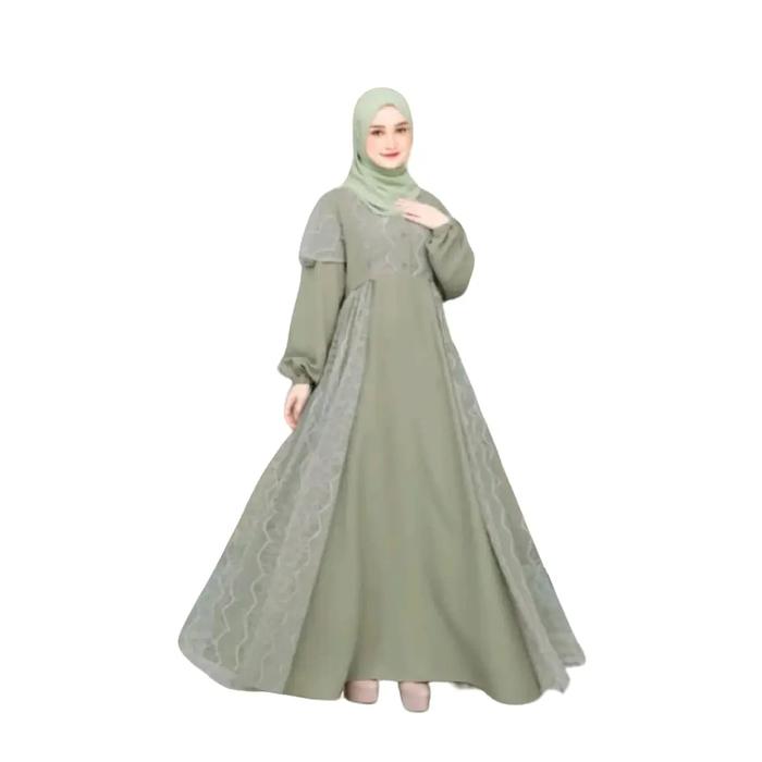 Gamis Brokat Wanita Dewasa Terbaru 2026 Maxy Batari Dress Bahan Ceruty Babydoll Full Furing Aplikasi