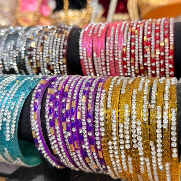 Gelang India Mewah Bahan Kaca Cantik Bahan Tebal Model Full Kristal Premium Quality Size 24 26 28