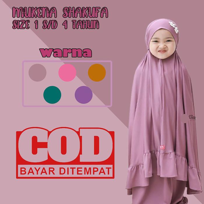 Mukena anak perempuan bayi balita Jersey adem tanggung polos kecil 1 2 3 4 5 6 tahun SHAKUFA RUJUH B
