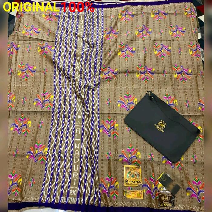 Sarung Al-Maduri TMC New Full Sutra Songket Timbul Halus Motif Kembang BHS Muslim Dewasa 1 Sarung Su