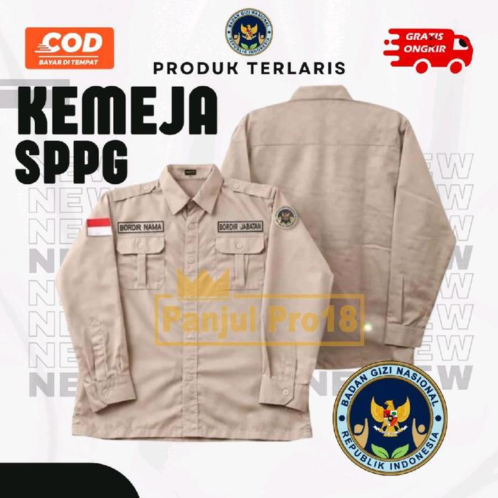 KEMEJA CREAM BADAN GIZI NASIONAL MBG BGN SPPG AHLI GIZI ASLAP || bordir nama & jabatan