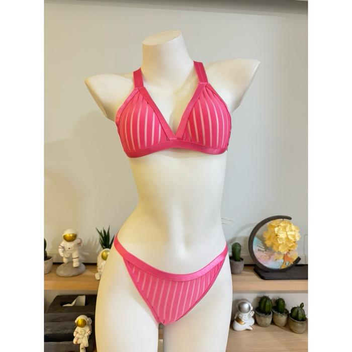 N1046 Gstring wanita 1 set bra transparan