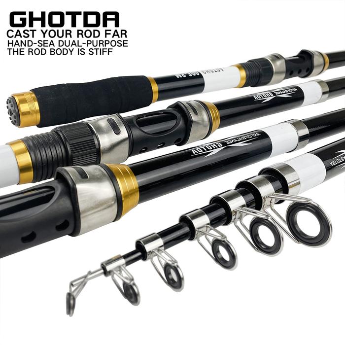 Fishing Rod 2.1-3.6m Or Carbon Telescopic Rod Combo Travel Spinning