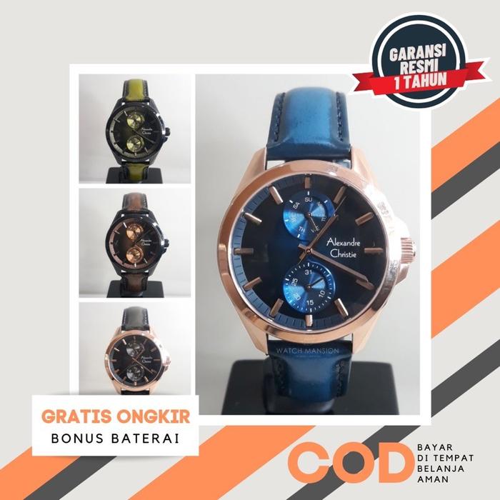 JAM TANGAN PRIA AC6573 AC 6573 ALEXANDRE CHRISTIE 6573 LEATHER STRAP ORIGINAL & GARANSI RESMI AC