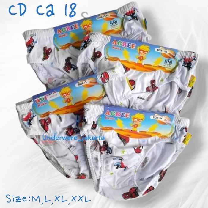 PREMIUM Fashion Agree kids CA 18 Lusinan Celana Dalam Anak Agree Ca18 Bahan Katun Motif Spiderman