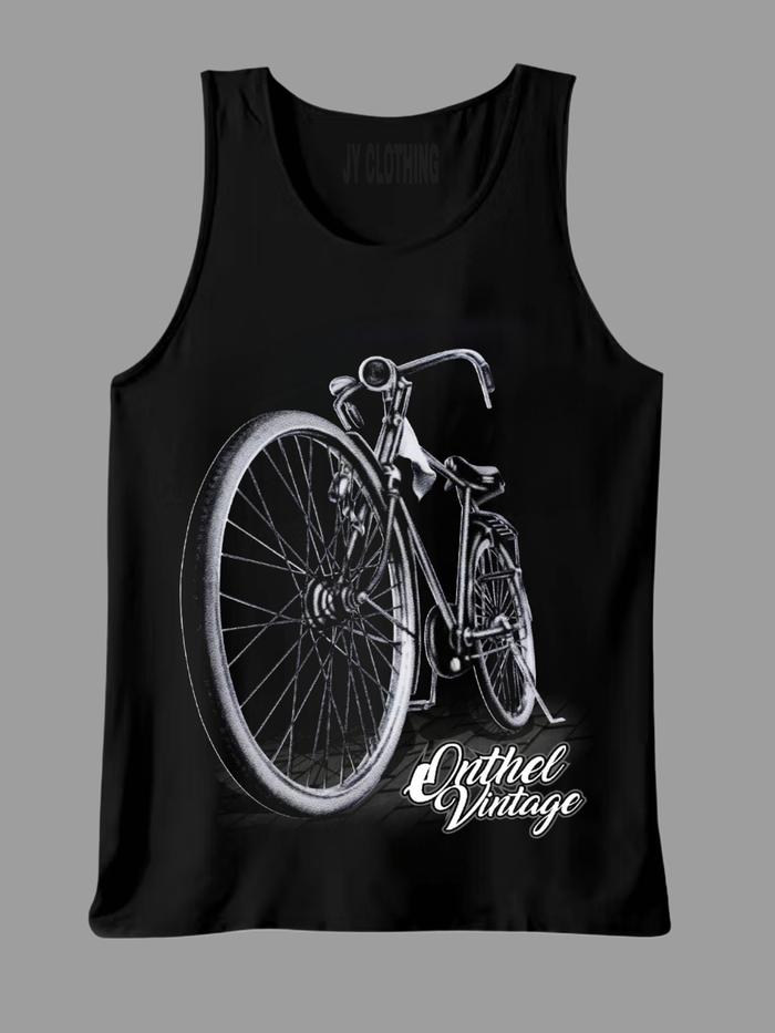 BERTON singlet/kaos tanpa lengan/kaos dalam/T-shirt Distro/sepeda onthel pria murah santai hitam mot