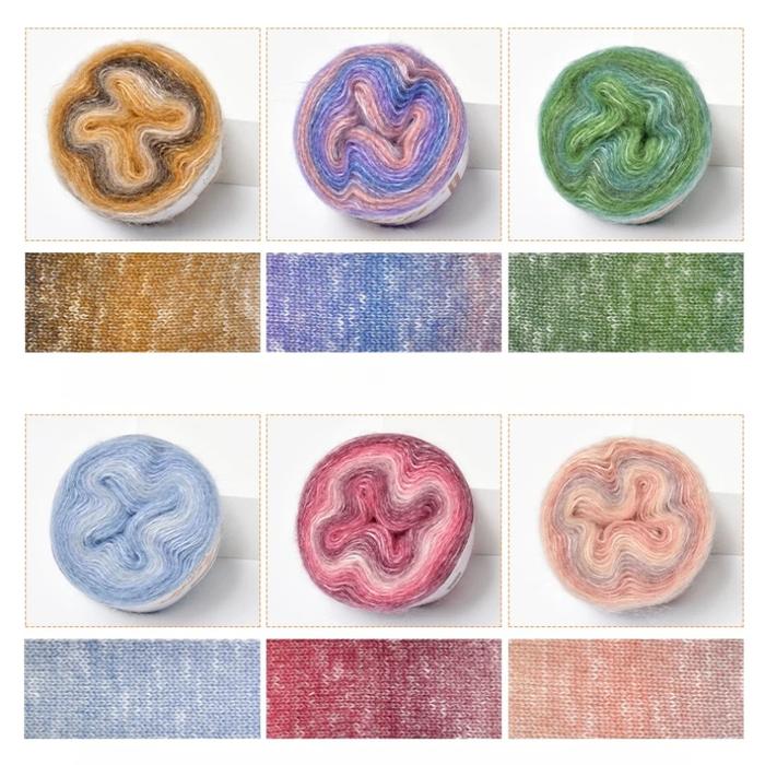 IMPORT WARM FANCY GRADIENT MOHAIR LONG DYED MOHAIR FINE THREAD CROCHET SWEATER SILK YOUNG MOHAIR WOO