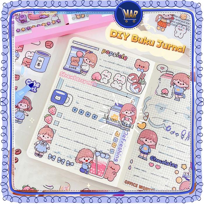 72 Lembar Stiker Box Aesthetic Edisi Dodo Girl 1 Box