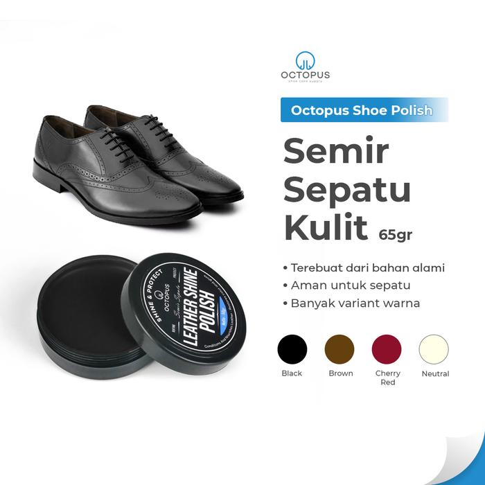 Octopus Semir Sepatu Kulit Black Shoe Polish dengan Carnauba Wax Alami untuk Kilau Tinggi dan Perlin