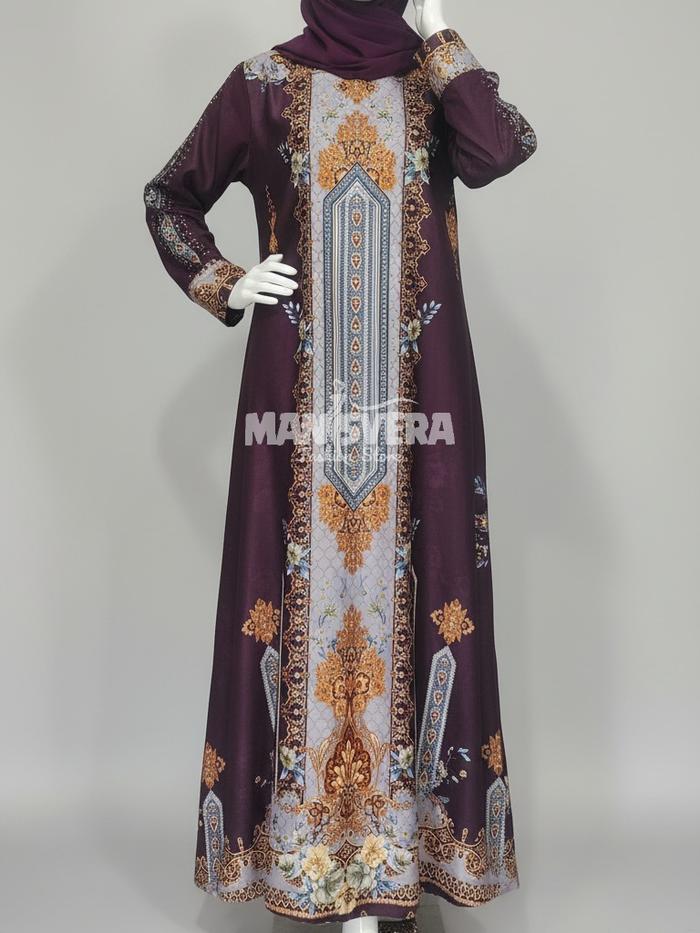 Busana Muslim Wanita Merah Maroon Batik Gaun Jubah Gamis Elegan & Nyaman untuk Acara Formal dan Kasu