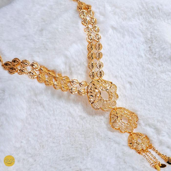 (Beli 2 Bonus 1 Random) Kalung Koye Dubai Lonceng Rantai 50cm Warna Emas 22k Kualitas Premium-Anti K