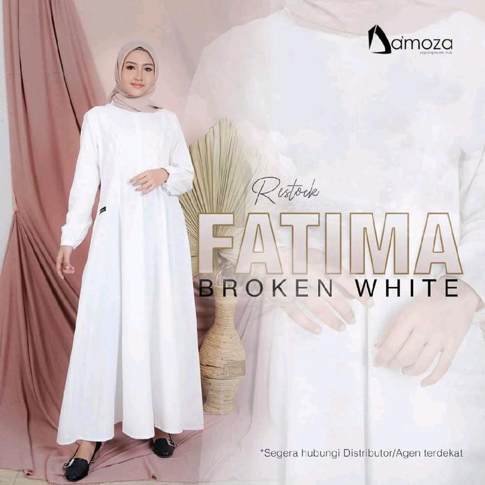 Damoza Fatima | Gamis Putih Wanita Dewasa