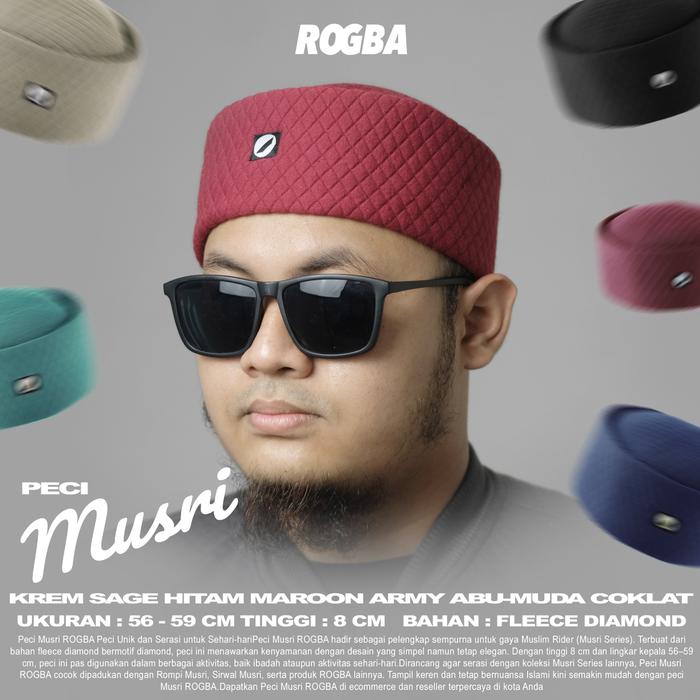 Kopiah Peci Dewasa Pria Model Rogba Rosalhat Kopiah Muslim Riders Musri - Songkok Topi Nyaman Hitam