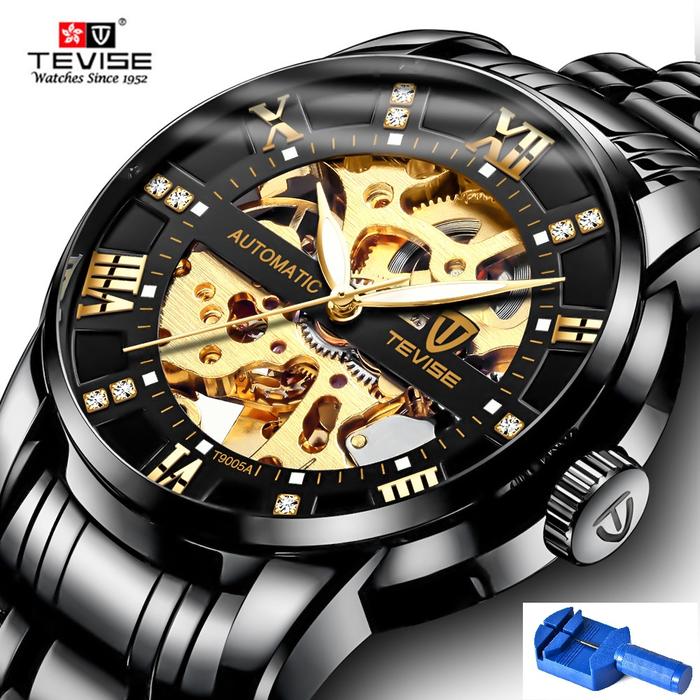 Automatic Skeleton Watches TEVISE T9005A Diamond Scale Luminous Hands